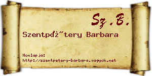 Szentpétery Barbara névjegykártya