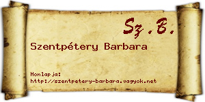 Szentpétery Barbara névjegykártya