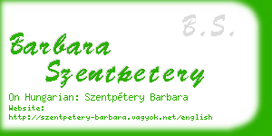 barbara szentpetery business card